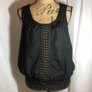 Forever 21 Black Pleated Studded Blouse Sleeveless
